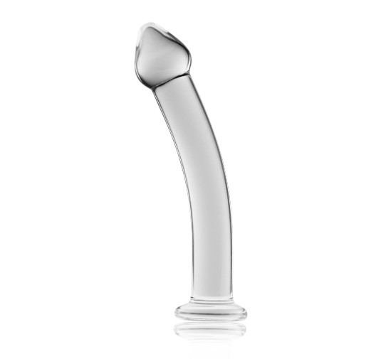 Lekko zakrzywione przezroczyste dildo 18,5 cm